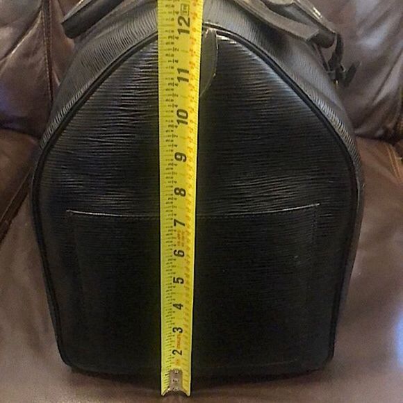 LOUIS VUITTON LV 50 Black Epi KeepAll Boston Weekend Travel Bag Duffle VI8911 - Picture 10 of 17